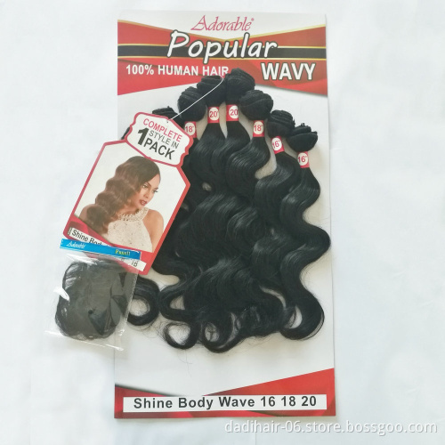 Xuchang Adorable hair Wholesale price animal human hair mixed synthetic fiber hair weaving Body wave 8pcs/lot with free closure